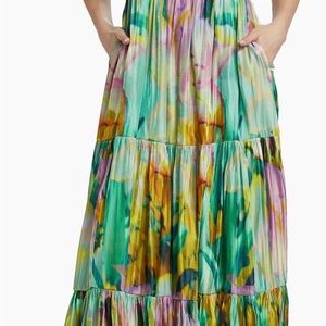 Kobi Halperin Green Yellow Pink Maxi Dress